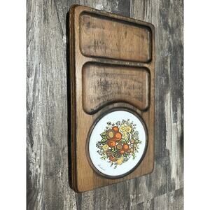 Vintage 1970s Goodwood Cheese Board Wood Painted Ceramic Tile Charcuterie Board